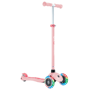 Globber Primo Plus Lights Tretroller Kinder 120/80mm ABEC 9 3-Rädrig Höhenverstellb LED-Leuchtrollen Pastellrosa