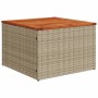 Beiger Gartenmöbel-Tisch aus Polyrattan mit Holzplatte, Teil des vidaXL Sofa-Sets.