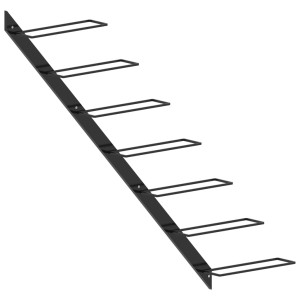 Schwarzes VidaXL Wand-Weinregal aus Metall für 7 Flaschen. Modernes Design für die Wandmontage.