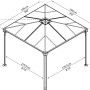 Technische Zeichnung: Palram Canopia Palermo 3x3 Gartenpavillon in Anthrazit mit Maßen.