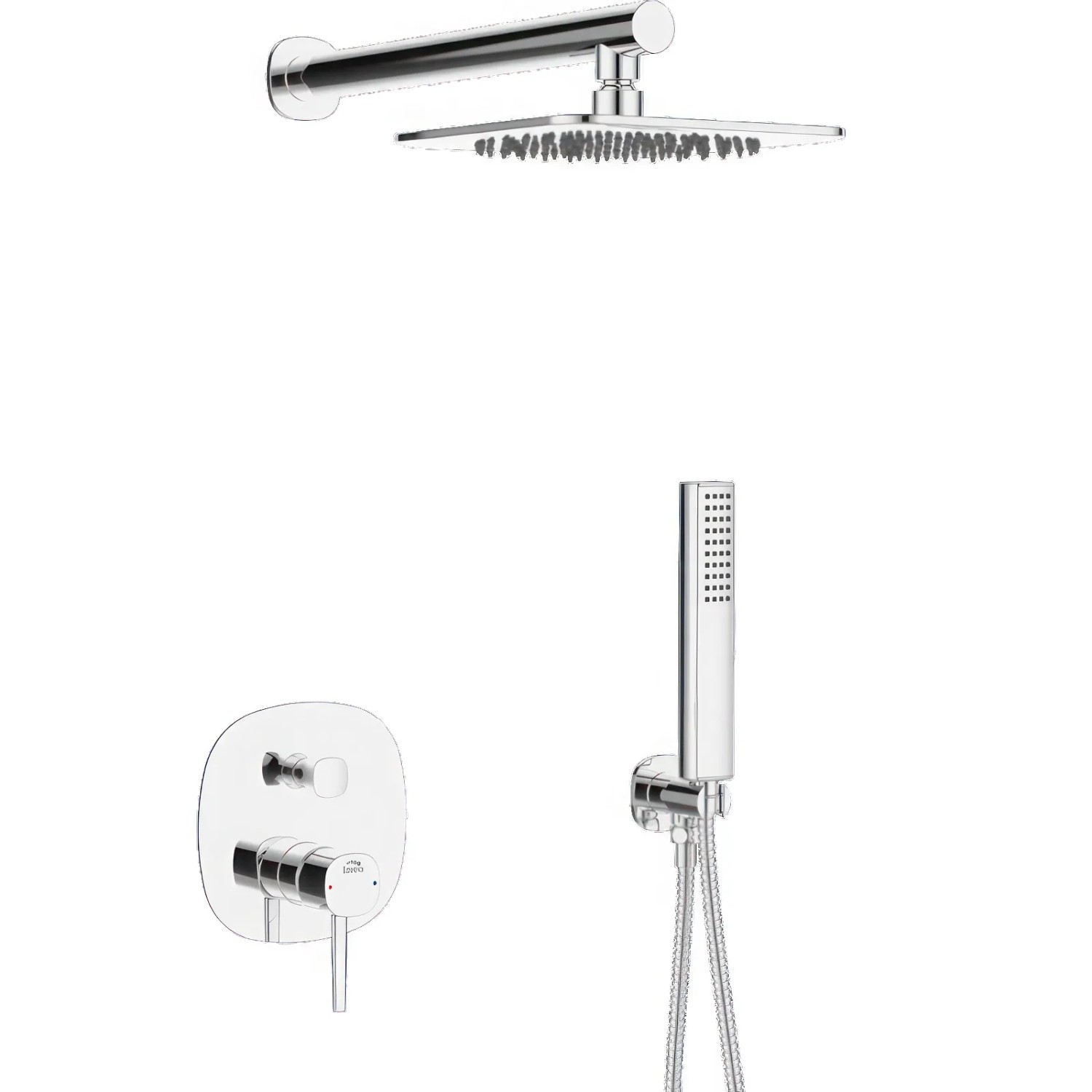 KOLMAN Komplettes Duschsystem Unterputz Armatur Wasserhahn mit Kopfbrause in Silber