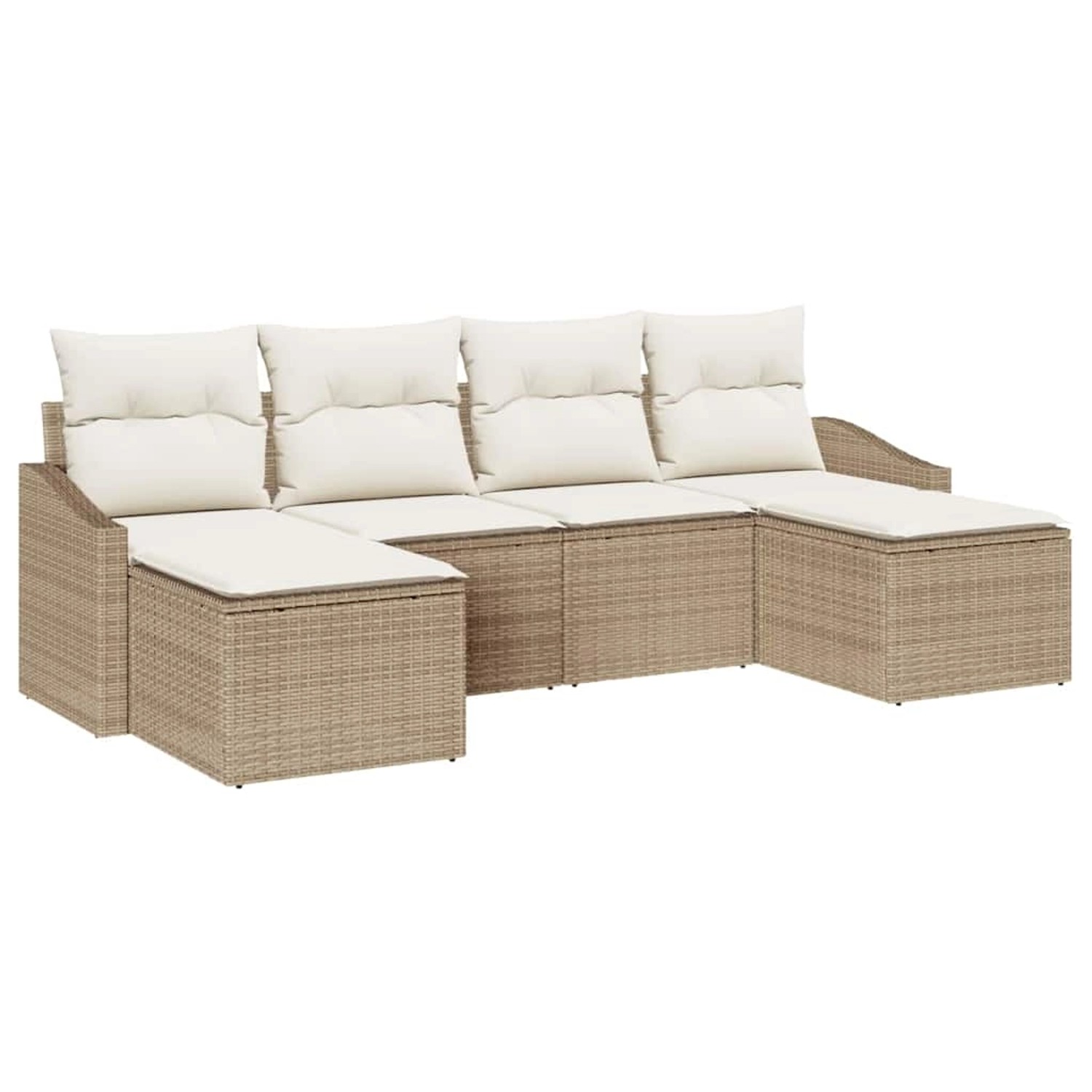 vidaXL Garten-Sofa-Set 6-Tlg Beige Poly Rattan 3346831 günstig online kaufen