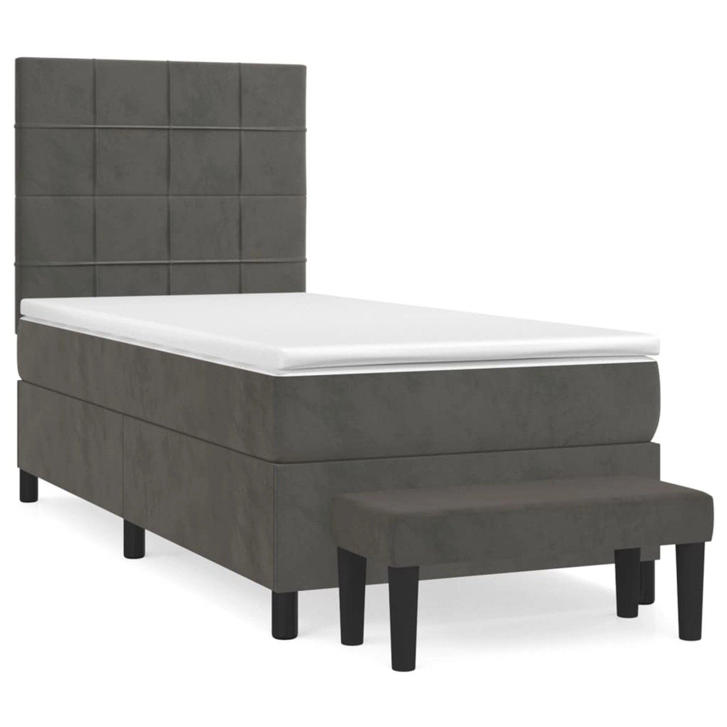vidaXL Boxspringbett mit Matratze Dunkelgrau 100x200 cm Samt1469170 günstig online kaufen
