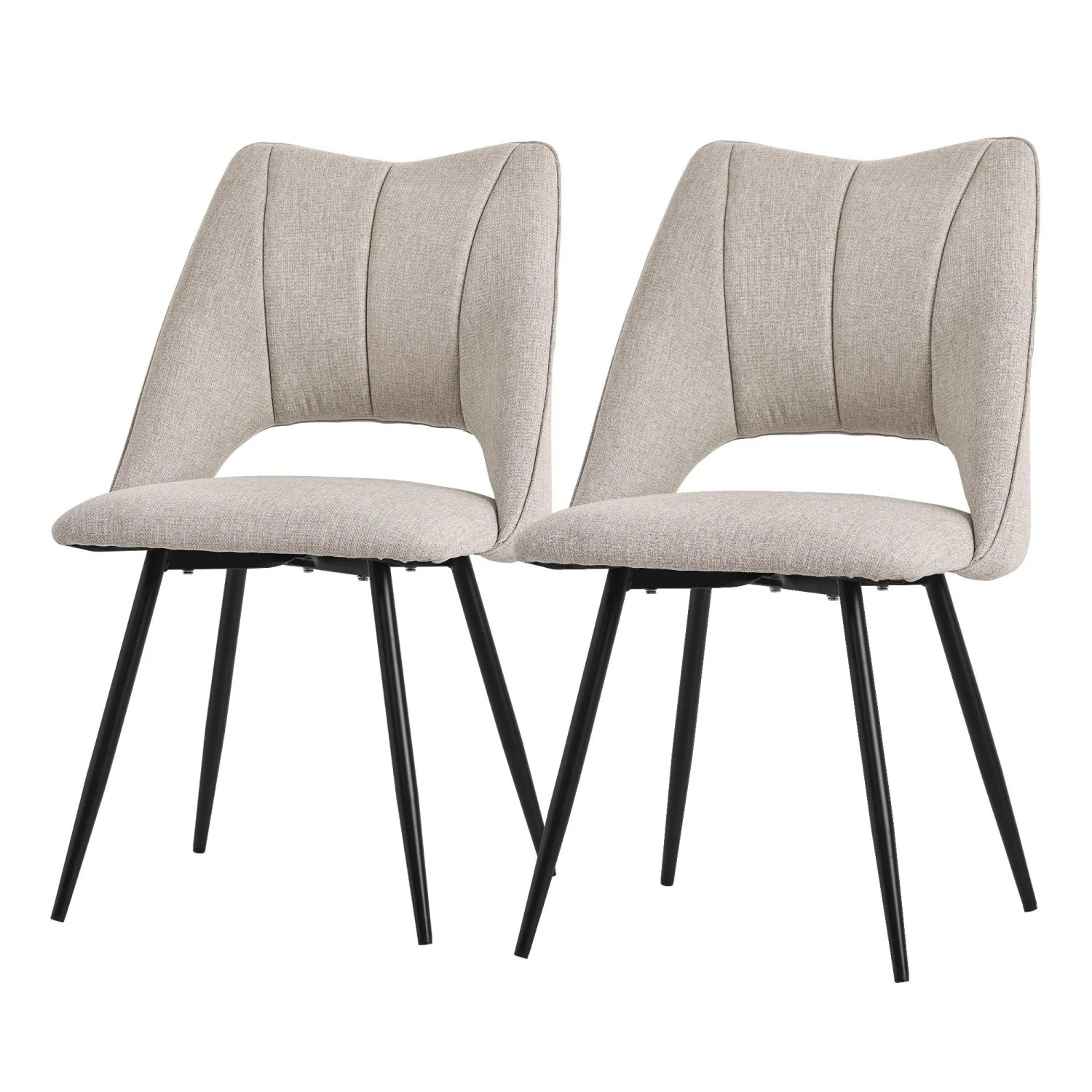 ML-Design Esszimmerstühle 2er Set Beige Stoffbezug Metallbeinen modern