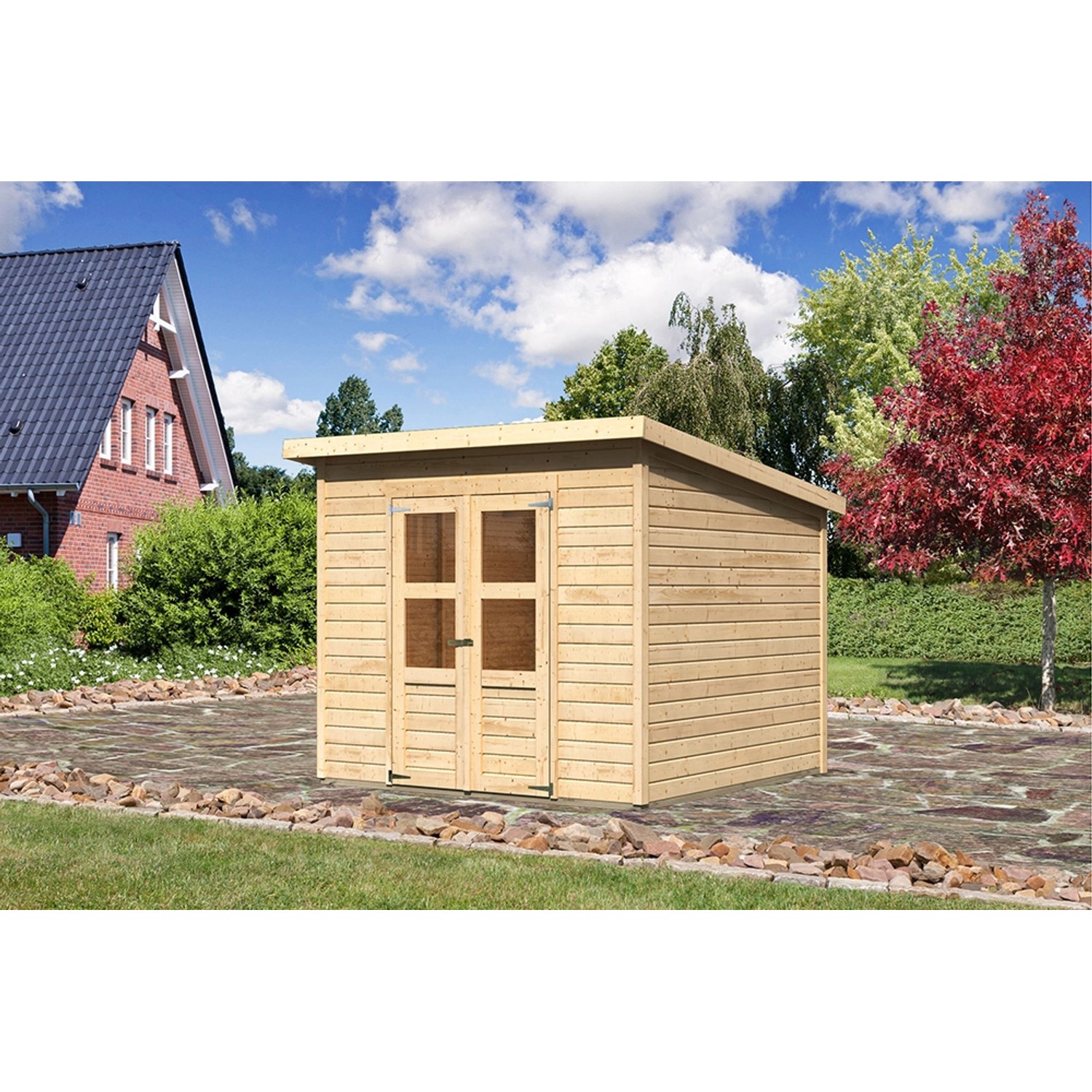 Karibu Holz-Gartenhaus/Gerätehaus Neuenburg 4 Natur BxT: 238 cm x 240 cm