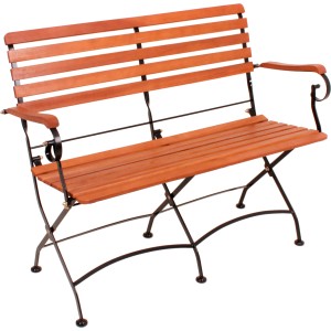 Garten Pleasure Gartenbank Wien, Teakholz FSC®, klappbar, mit schwarzem Stahlgestell.