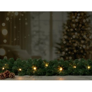 Künstliche Tannengirlande Tramso mit LEDs, warm- und kaltweiß, 270 cm lang, für Innen und Außen.