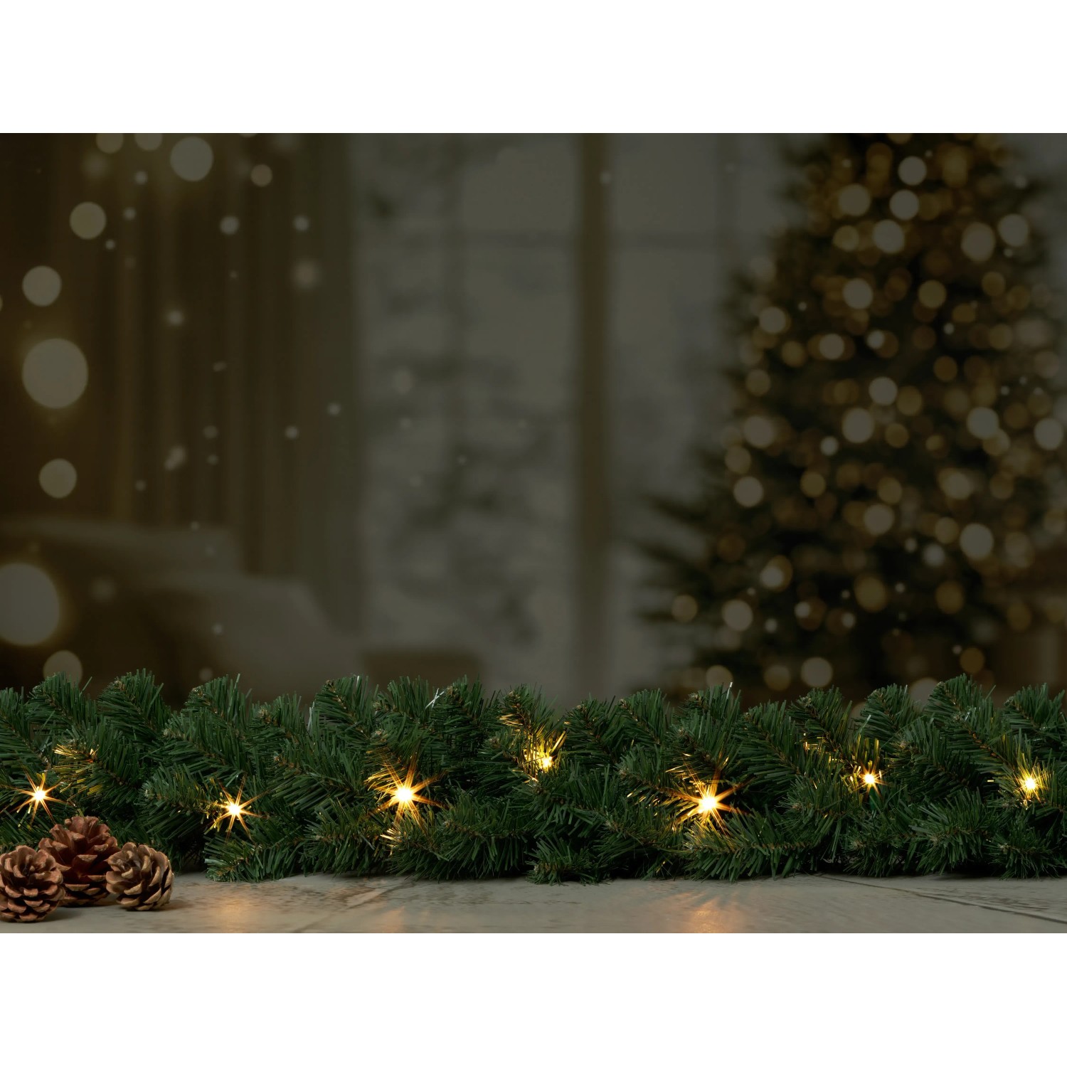 Künstliche Tannengirlande Tramso 270 cm 25 LED Warm-/ Kaltweiß Indoor & Outdoor
