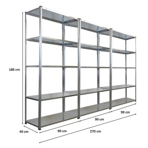 PROREGAL Mega Deal 3x Schraubregal Haldor HxBxT 180x90x40cm Fachlast 100 kg Verzinkt