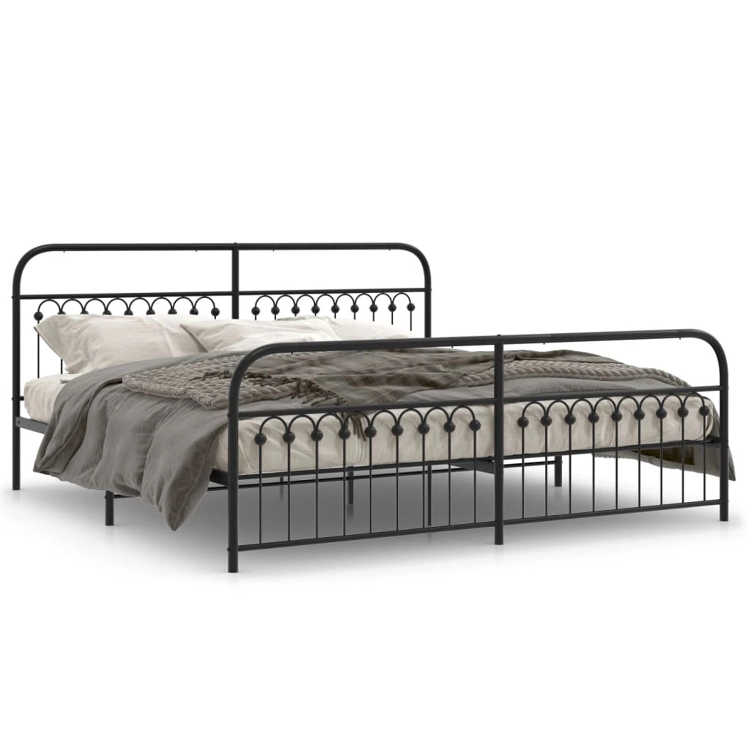 vidaXL Bettgestell mit Kopf- und Fußteil Metall Schwarz 193x203 cm 376624 günstig online kaufen
