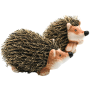 2er Set Deko Igel aus Keramik mit Fell, braune Gartenfiguren für den Außenbereich.