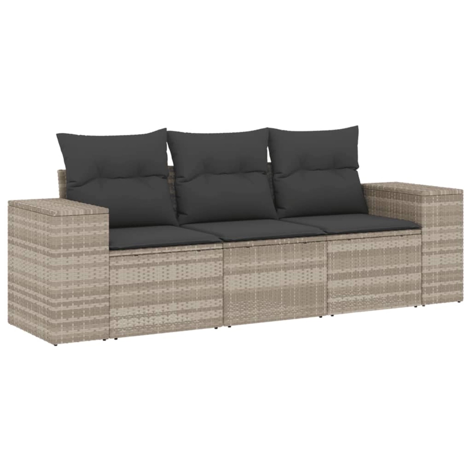 vidaXL 3-tlg Garten-Sofagarnitur mit Kissen Hellgrau Poly Rattan Modell 4 günstig online kaufen