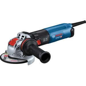 Bosch Professional GWX 17-125 S X-Lock Winkelschleifer mit Schleifscheibe und Zusatzhandgriff.