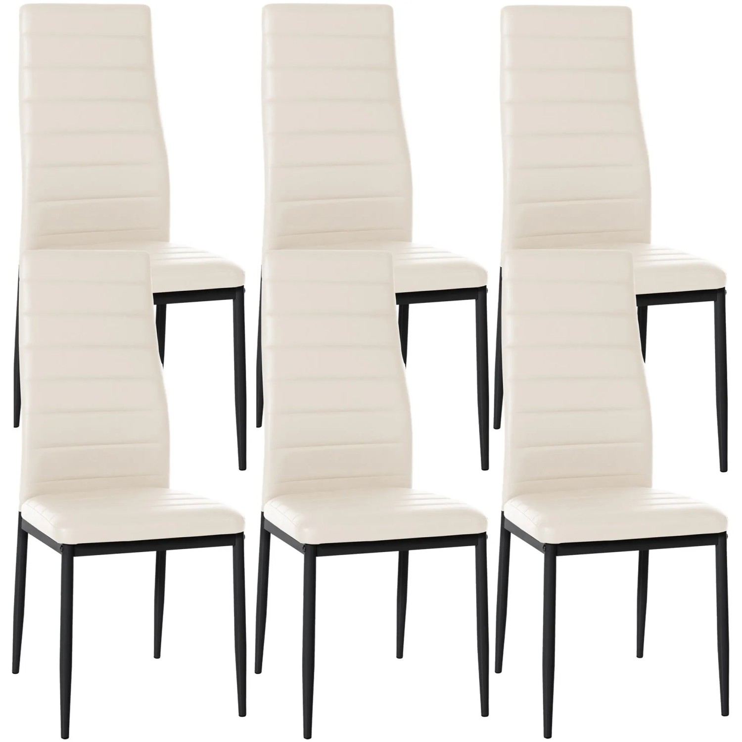 CLP 6er Set Esszimmerstühle Mayfair creme/Kunstleder