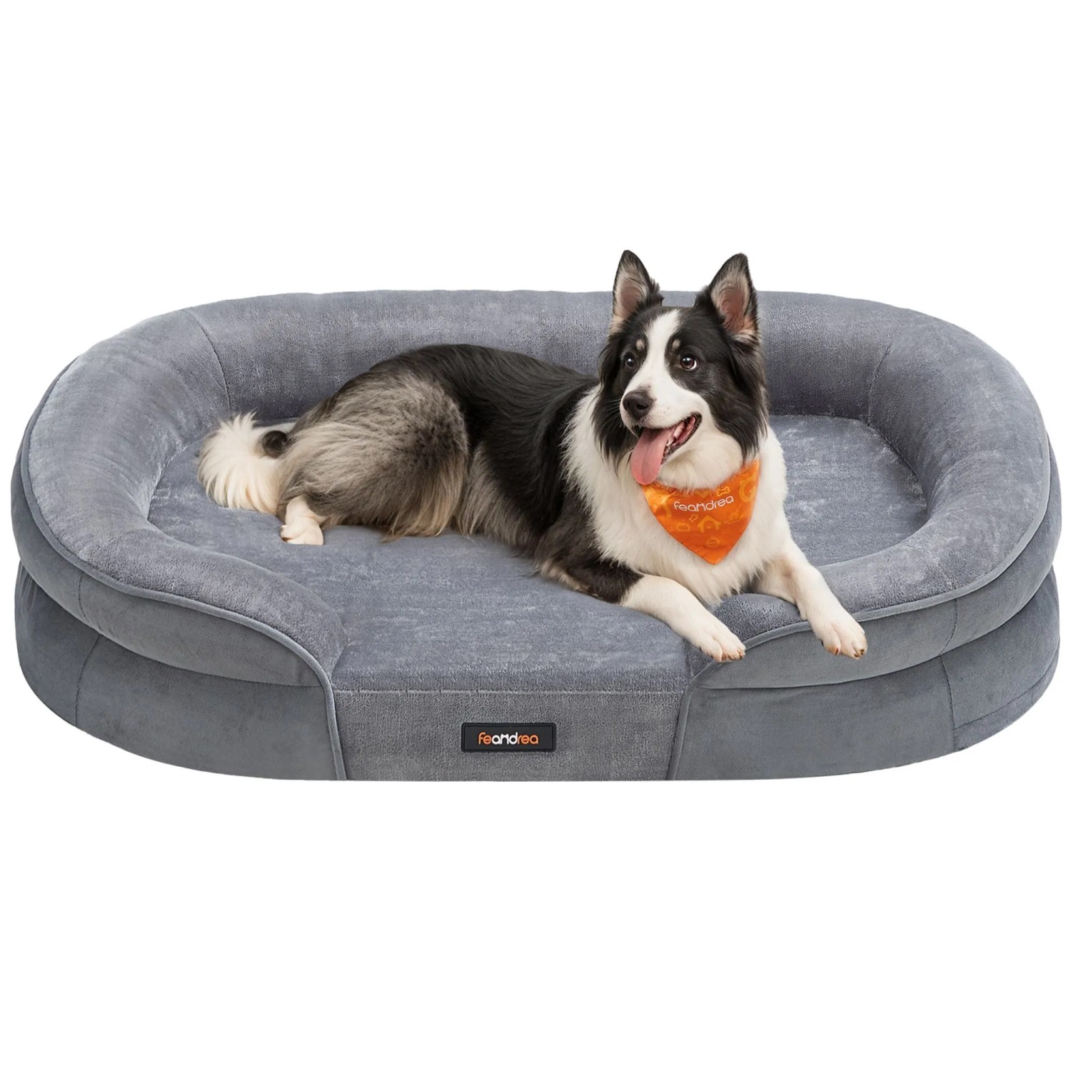 Feandrea Hundebett für Große Hunde 91 cm x 68 cm x 18 cm Hellgrau