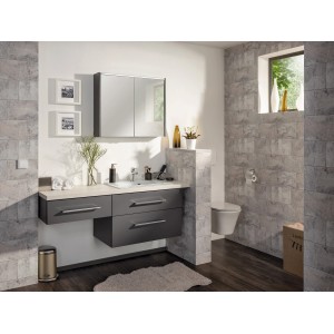 Fackelmann Spiegelschrank Denver, anthrazit, 80 cm, mit Softclose-Türen im Badezimmer.