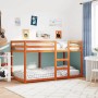 Etagenbett aus Kiefernholz, wachsbraun, 90x190 cm. Platzsparendes Kinderbett mit Leiter und Rausfallschutz.