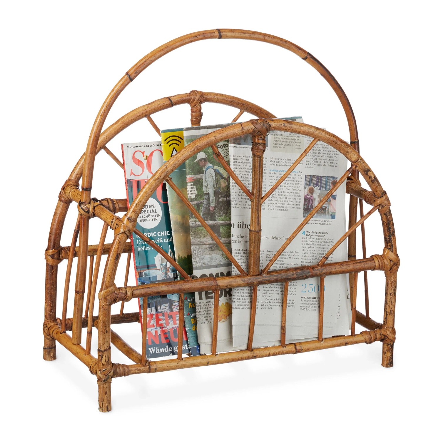 Relaxdays Zeitungsständer Rattan mit Henkel 47 cm x 43,5 cm x 20,5 cm 0,78 kg