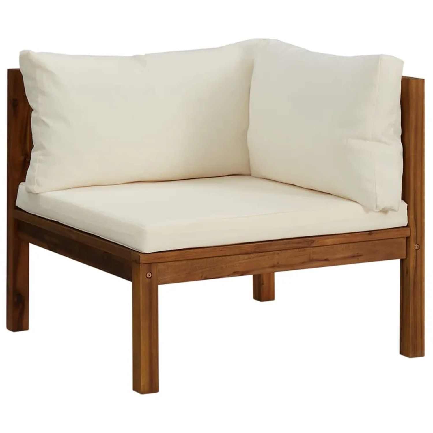 vidaXL Gartenmöbel: Lounge-Ecke aus Akazienholz mit creme Kissen.