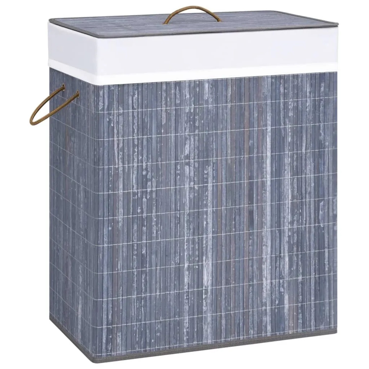 vidaXL Bambus-Wäschekorb mit 2 Fächern Grau 100 L 320742