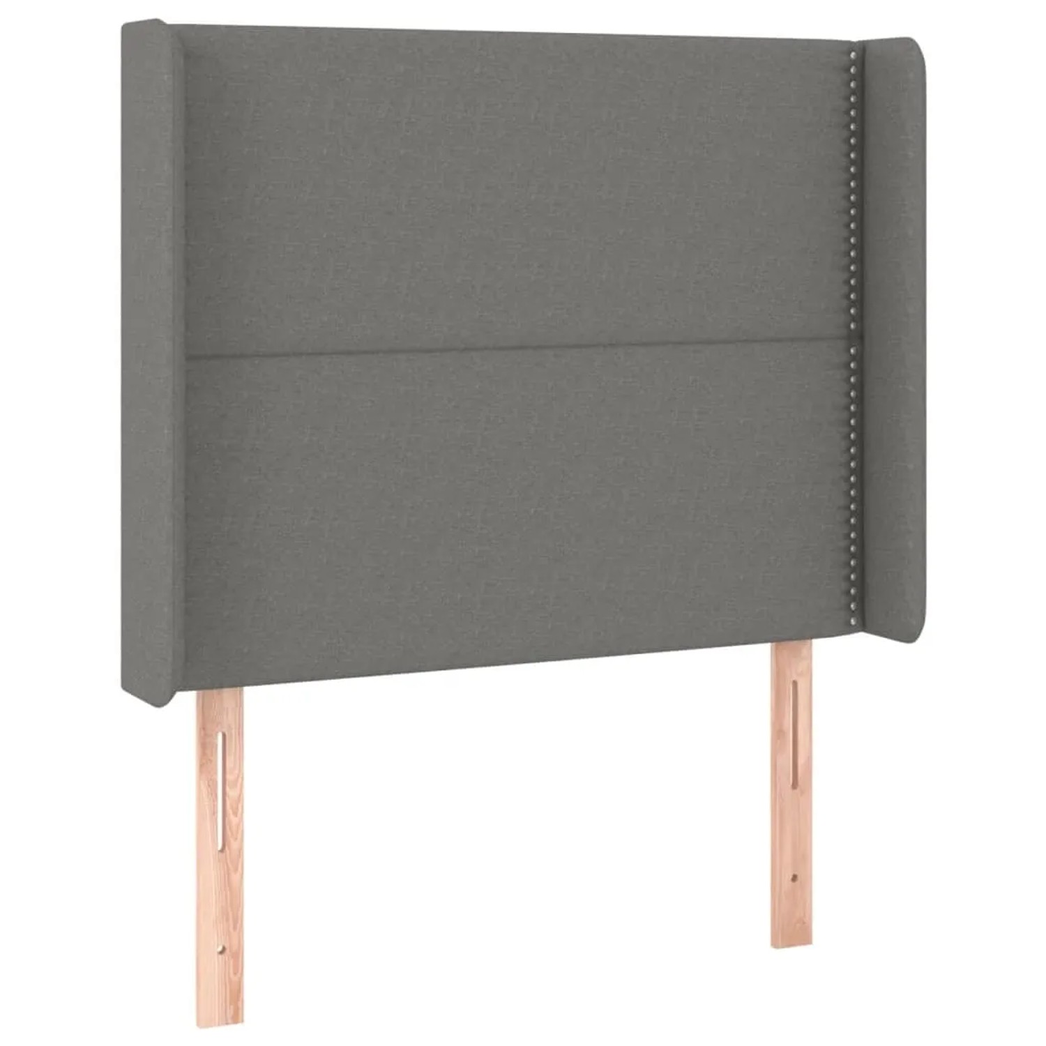 Dunkelgraues Boxspringbett 90x190 cm mit Stoffbezug und Kopfteil.