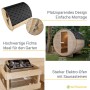 Artsauna Fasssauna Spitzbergen für 4 Personen mit 6 kW Ofen aus Fichtenholz und Bitumendach.