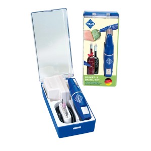 Pebaro Gravier- und Bastelset in blauer Schatulle mit Netzteil und Aufsätzen.