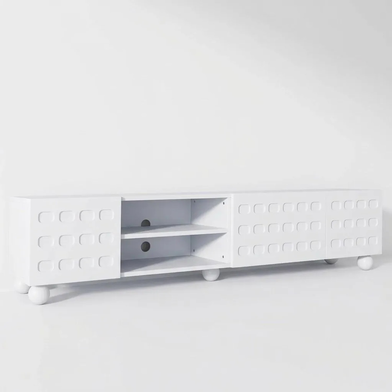 Merax TV Lowboard 200x40x44 cm 3 Türen Für 80 Zoll TV Weiß