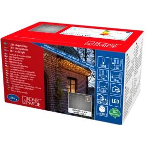 Konstsmide LED-Eisregen Lichtervorhang, 200 bernsteinfarbene LEDs, für Außen- und Innenbereich.