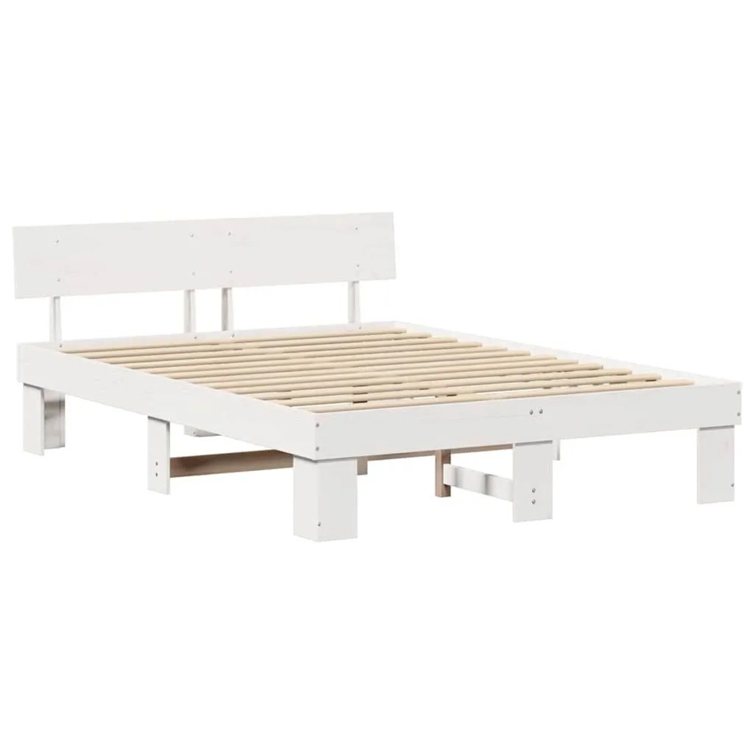 vidaXL Bettrahmen mit Kopfteil Weiß 140 x 200 cm Massives Kiefernholz 872567