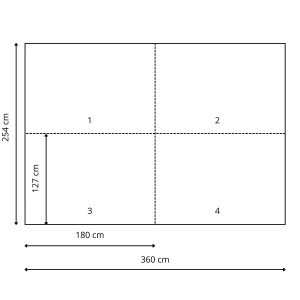Sanders Fototapete "Bewaldete Landschaft" Grün, 360x254cm, Maße und Aufteilung in 4 Bahnen.