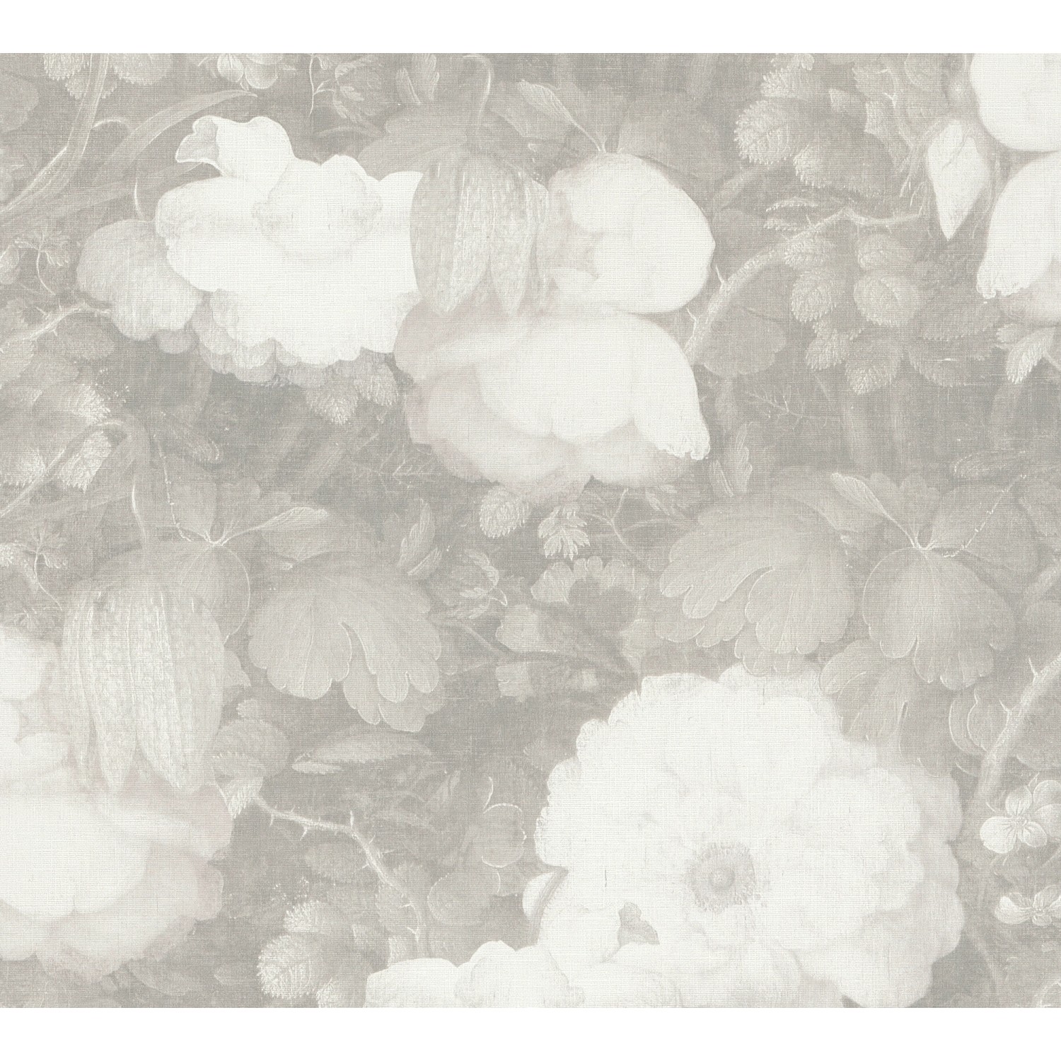 Vliestapete Metropolitan Stories Blumen Matt Leicht Strukturiert Grau Weiß FSC®