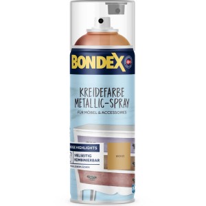 Bondex Kreidefarbe Metallic-Spray Bronze, 400ml Dose für Möbel und Accessoires.