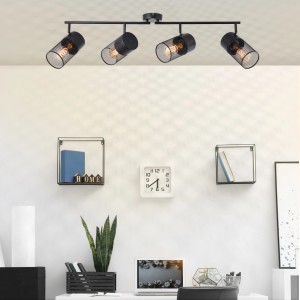 Brilliant Spotbalken Kamolo, 4-flammig, schwarz matt, an der Decke montiert.