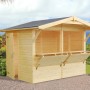 Palmako Marktstand Stella aus Holz mit ausklappbarer Theke und Tür. Ideal als Verkaufshaus.
