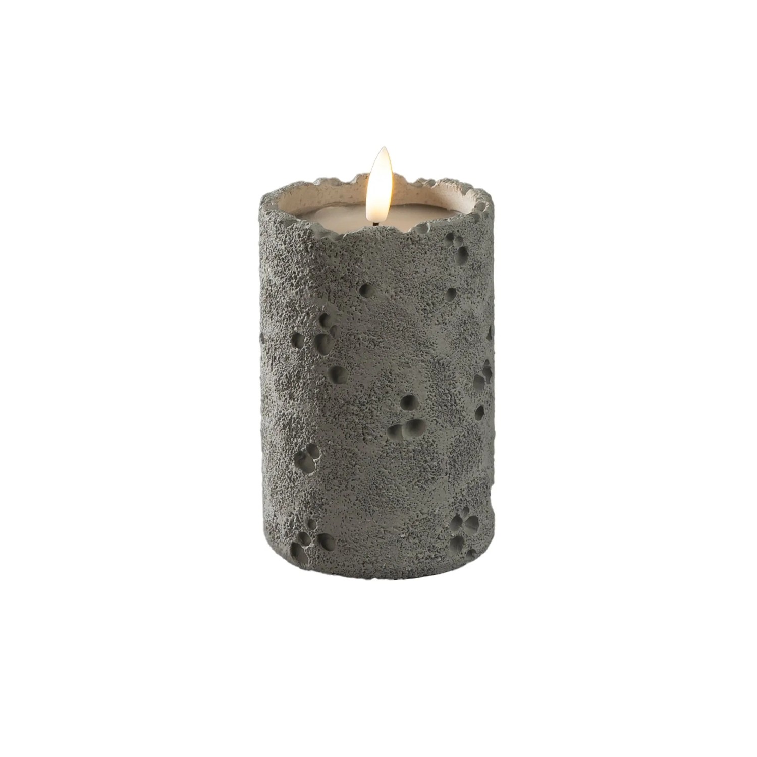 Konstsmide LED-Kerze Betonoptik für Innen Ø 8 cm x 12 cm Grau