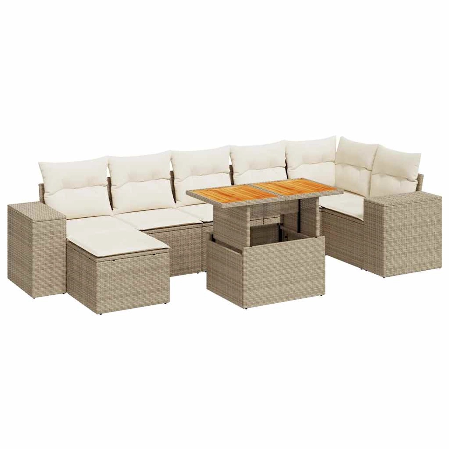 vidaXL 8-Tlg Garten-Sofagarnitur mit Kissen Beige Poly Rattan 3327404 günstig online kaufen