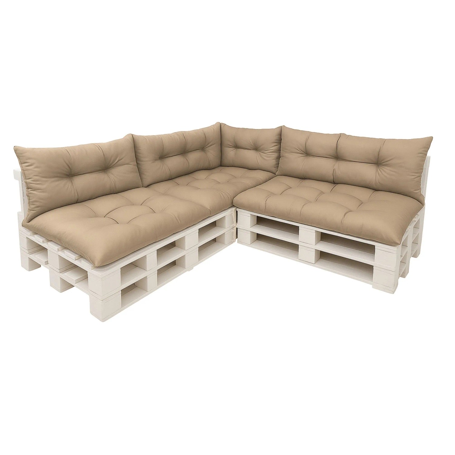 Setgarden Set 7er Palettensofa Kissen Outdoor  120 x 80cm Sitzkissen + Rückenkissen 120 x 40 cm 1tlg Beige