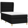 Schwarzes vidaXL Boxspringbett 90x200 cm mit Matratze und Stoffbezug.