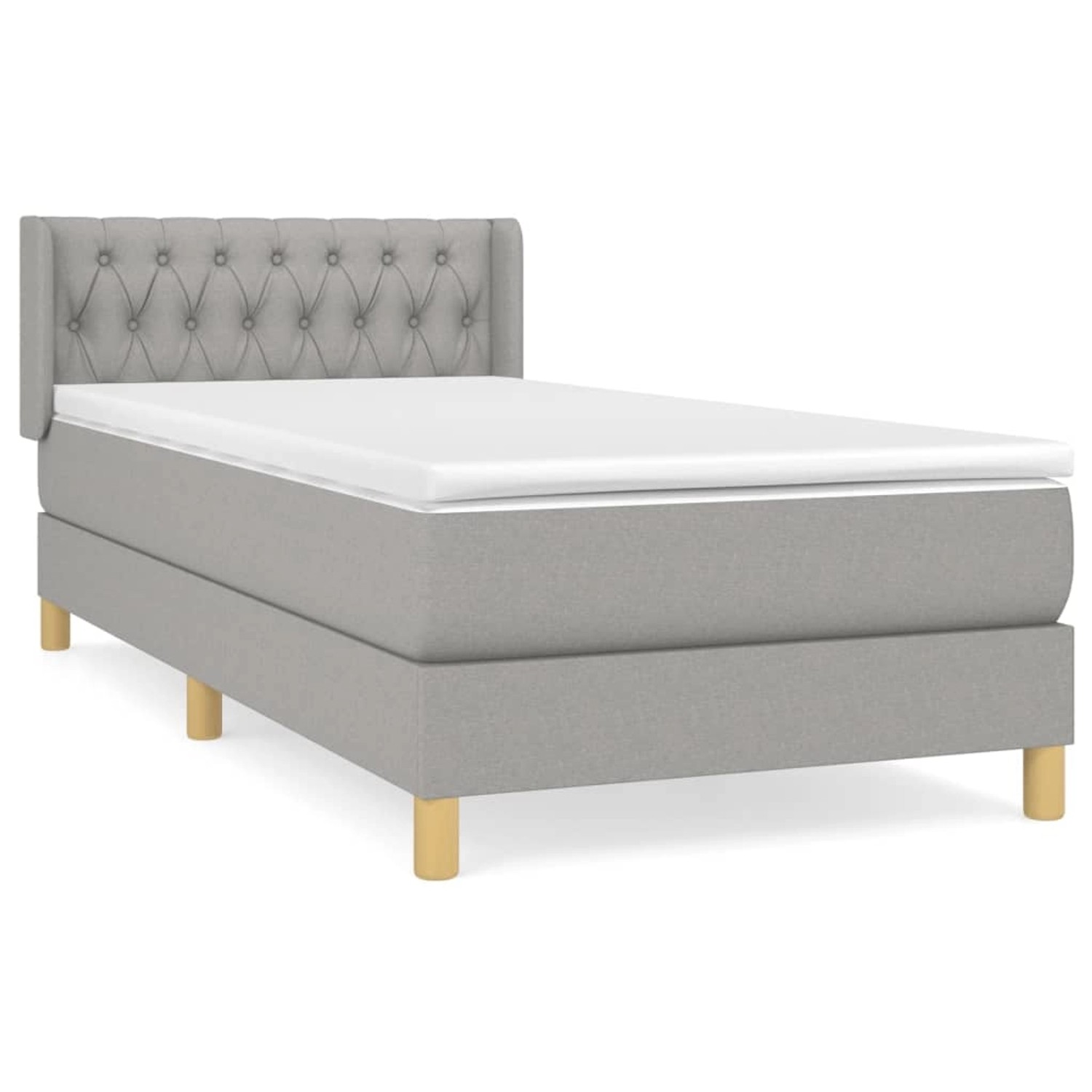 vidaXL Boxspringbett mit Matratze Hellgrau 100x200 cm Stoff 3130489