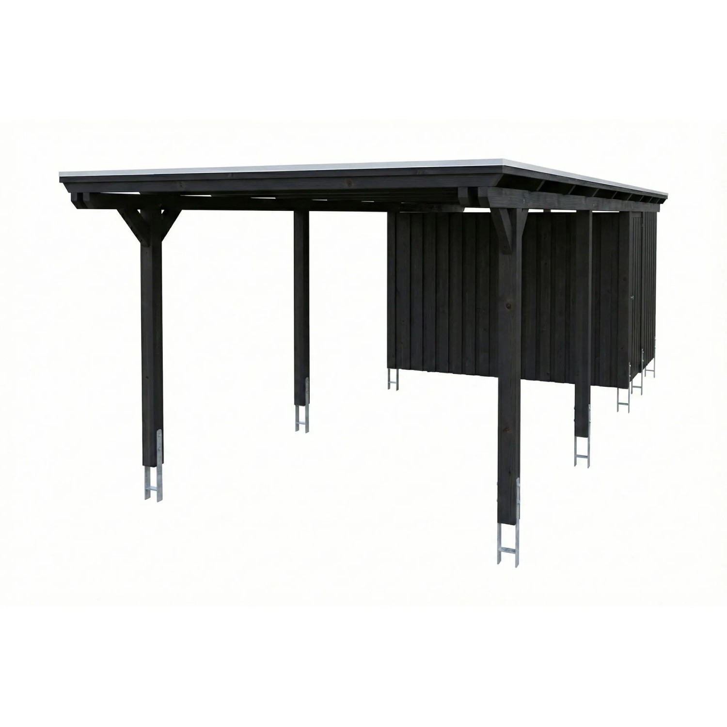 Skan Holz Carport Emsland EPDM-Dach mit Abstellraum 340 cm x 846 cm Anthrazit