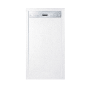 Weiße Frascio Duschwanne 80x185 cm mit Gitterlinie und Steinoptik für moderne Duschen.