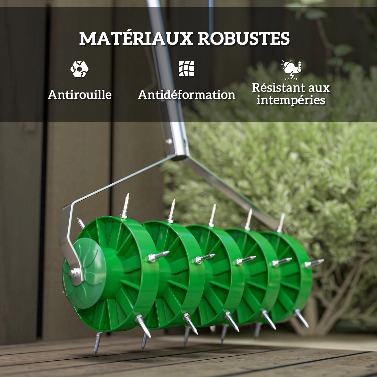 Outsunny Rasenbelüfter Stahl  Kunststoff 45L x 21B x 140H cm_6