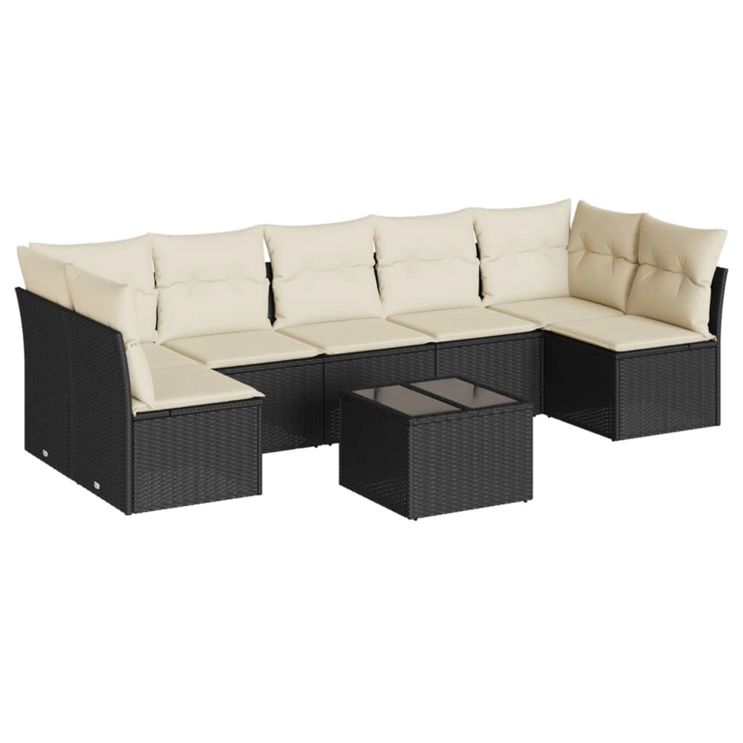 vidaXL 8-tlg Garten-Sofagarnitur mit Kissen Schwarz Poly Rattan Modell 10