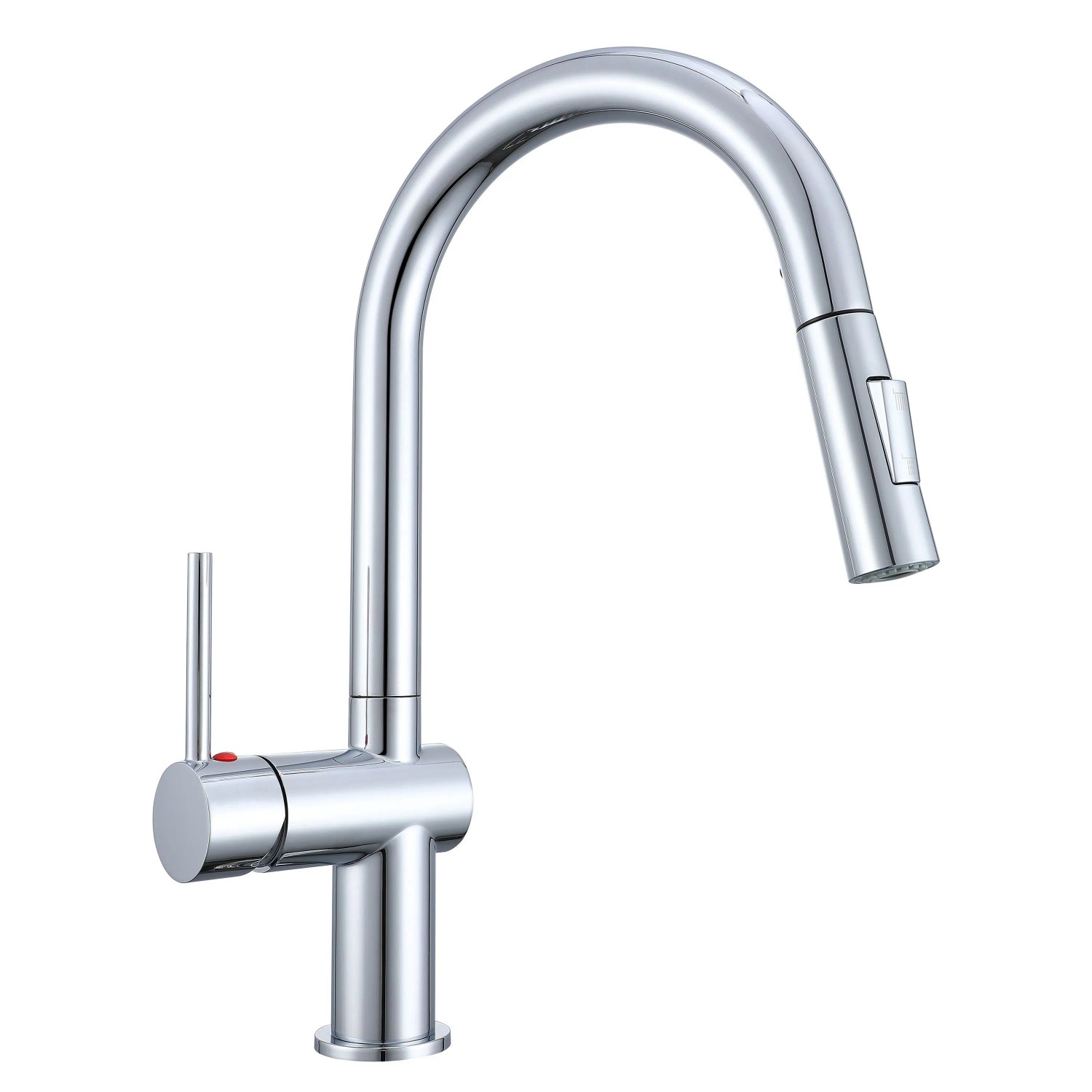 AICA Küchenarmatur Mit Ausziehbrause Und Hohem Bogen 360° Drehbar 2 Strahlmodi Messingkern Chrom