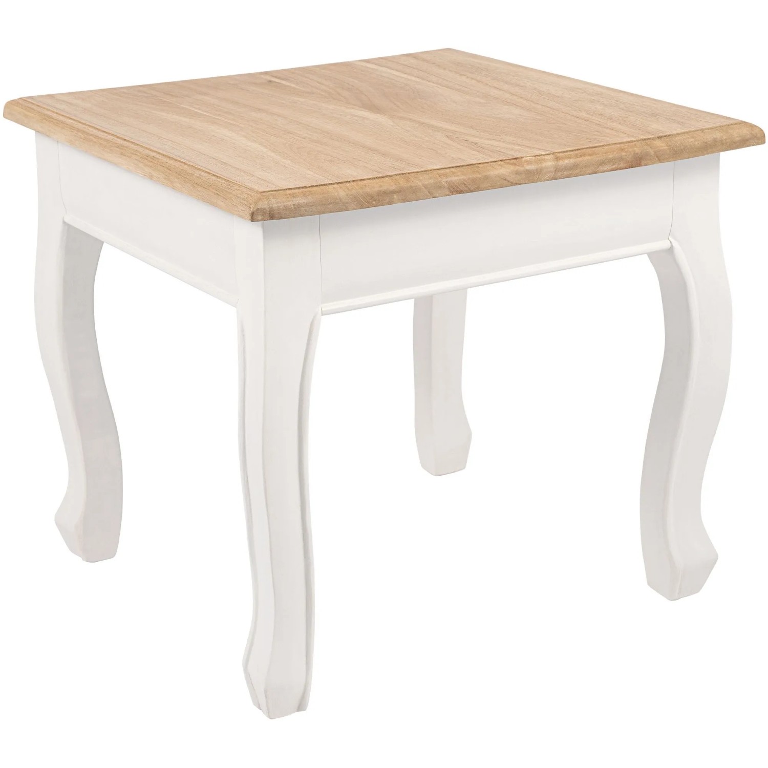 DELUKE Beistelltisch ALVA Quadratisch 50x50x45cm Holz Natura-Weiß Kleiner Tisch Couchtisch für Wohnzimmer