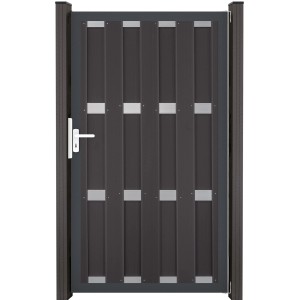 GroJa Fertigzaun-Tor, 100x180 cm, Anthrazit, DIN links, für Sichtschutzzaun.
