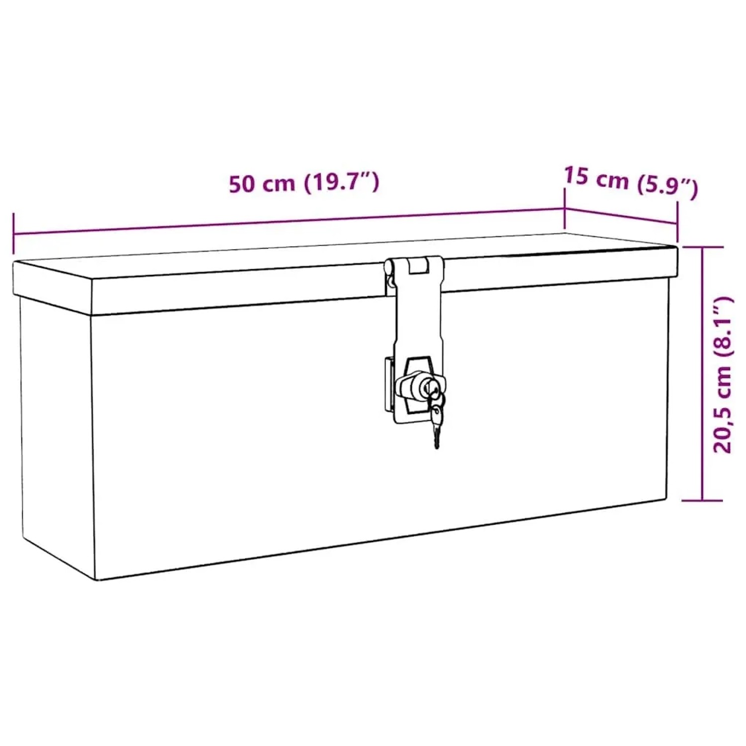 DELUKE Aluminiumbox Mit Deckel Abschließbar Alubox Deichselbox Alu Anhängerbox Werkzeugkiste Transportbox Metallkiste 50x15x20,5cm Schwarz_8