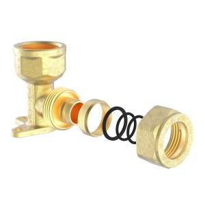 Kirchhoff Wandscheibe 20mm Klemmfitting aus Messing für MSVR Blank, Einzelteile im Detail.