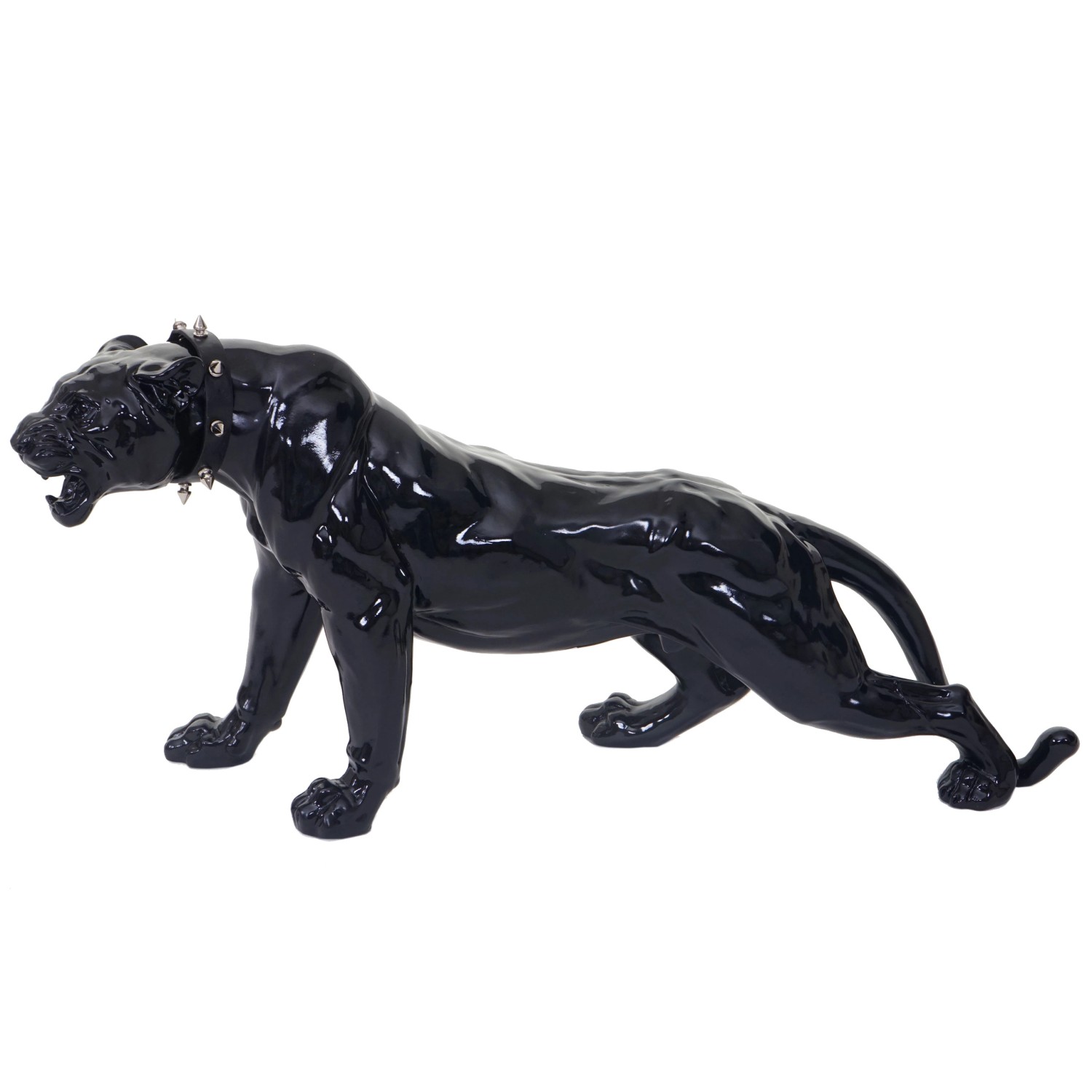 MCW Deko Figur Panther mit Halsband Schwarz Hochglanz mit Halsband